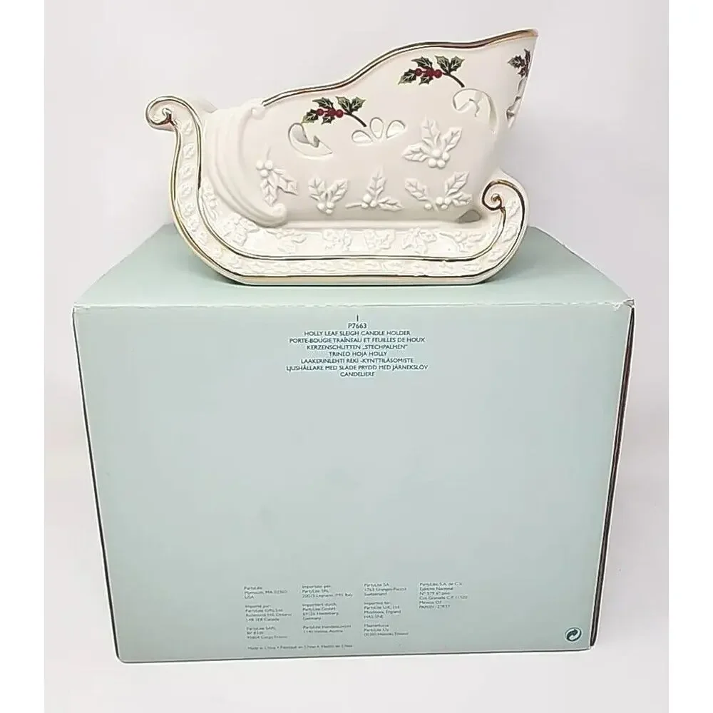 PartyLite‎ Holly Leaf Sleigh Candle Holder With Box P8C/P7663